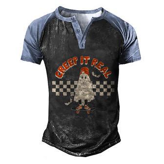 Retro Halloween Comfort Colors Shirt Creep It Real Men's Henley Shirt Raglan Sleeve 3D Print T-shirt - Thegiftio UK