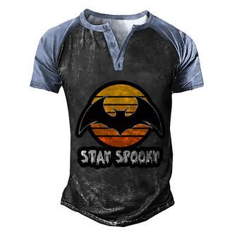Retro Halloween Star Spooky Bat Halloween Day Men's Henley Shirt Raglan Sleeve 3D Print T-shirt - Thegiftio UK