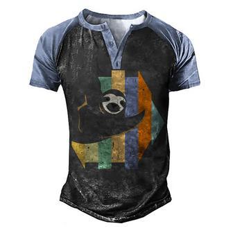 Retro Hanging Sloth Graphic Design Printed Casual Daily Basic V2 Men's Henley Shirt Raglan Sleeve 3D Print T-shirt - Thegiftio UK