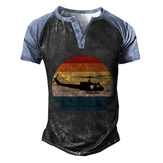 Retro Huey Veteran Helicopter Vintage Air Force Gift Men's Henley Shirt Raglan Sleeve 3D Print T-shirt - Monsterry DE