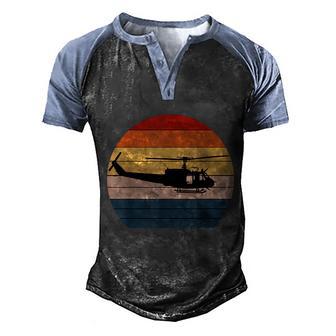 Retro Huey Veteran Helicopter Vintage Air Force Gift V2 Men's Henley Shirt Raglan Sleeve 3D Print T-shirt - Monsterry AU