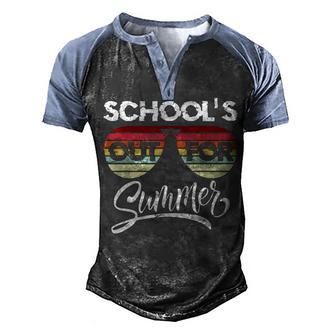 Retro Last Day Of School For Summer Vaction Teacher Men's Henley Shirt Raglan Sleeve 3D Print T-shirt - Thegiftio UK
