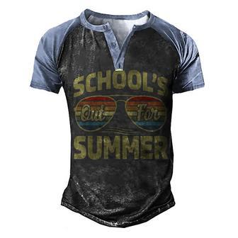 Retro Last Day Of School Schools Out For Summer Teacher Day Men's Henley Shirt Raglan Sleeve 3D Print T-shirt - Thegiftio UK