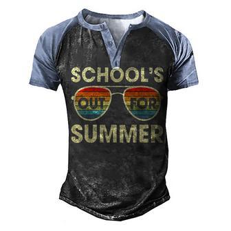 Retro Last Day Of School Schools Out For Summer Teacher V3 Men's Henley Shirt Raglan Sleeve 3D Print T-shirt - Thegiftio UK