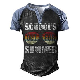 Retro Last Day Of School Schools Out For Summer Teacher V4 Men's Henley Shirt Raglan Sleeve 3D Print T-shirt - Thegiftio UK