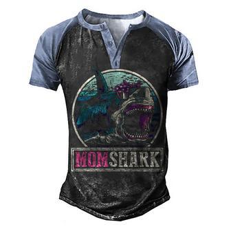 Retro Ocean Animal Family Mama Gift Mommy Whale Mom Shark Men's Henley Shirt Raglan Sleeve 3D Print T-shirt - Thegiftio UK