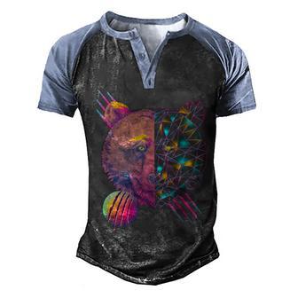 Retro Polygon Bear Vintage S Graphic Design Printed Casual Daily Basic Men's Henley Shirt Raglan Sleeve 3D Print T-shirt - Thegiftio UK