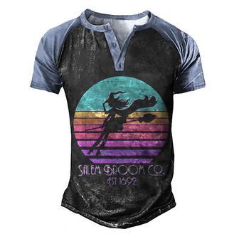 Retro Salem Broom Co Est 1692 Halloween Graphic Design Printed Casual Daily Basic V2 Men's Henley Shirt Raglan Sleeve 3D Print T-shirt - Thegiftio UK