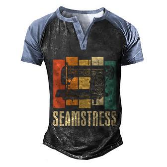 Retro Sewing Machine Dressmaker Gift Vintage Seamstress Gift Graphic Design Printed Casual Daily Basic Men's Henley Shirt Raglan Sleeve 3D Print T-shirt - Thegiftio UK