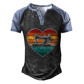 Retro Sunset Sew Machine Graphic Design Printed Casual Daily Basic Men's Henley Shirt Raglan Sleeve 3D Print T-shirt - Thegiftio UK