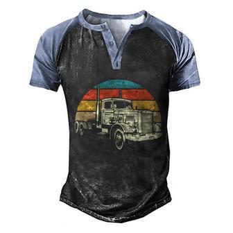 Retro Trucker Gift Big Rig Hauler Truck Driver Trucking Cool Gift Men's Henley Shirt Raglan Sleeve 3D Print T-shirt - Thegiftio UK
