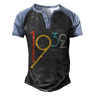 Retro Vintage 1932 90Th Birthday Graphic Design Printed Casual Daily Basic V2 Men's Henley Shirt Raglan Sleeve 3D Print T-shirt - Thegiftio UK