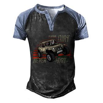 Retro Vintage A Little Dirt Never Hurt Offroad 4X4 Suv Men's Henley Shirt Raglan Sleeve 3D Print T-shirt - Thegiftio UK