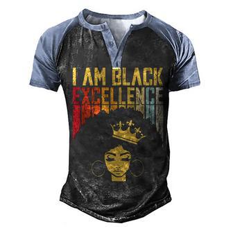 Retro Vintage Black Excellence African Pride History Month Men's Henley Shirt Raglan Sleeve 3D Print T-shirt - Thegiftio UK
