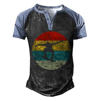Retro Vintage Skateboard Graphic Design Printed Casual Daily Basic V3 Men's Henley Shirt Raglan Sleeve 3D Print T-shirt - Thegiftio UK