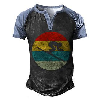 Retro Vintage Skiing Graphic Design Printed Casual Daily Basic V2 Men's Henley Shirt Raglan Sleeve 3D Print T-shirt - Thegiftio UK