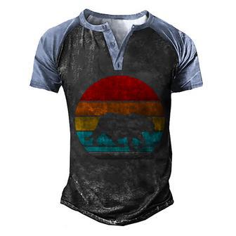 Retro Vintage Tiger Graphic Design Printed Casual Daily Basic Men's Henley Shirt Raglan Sleeve 3D Print T-shirt - Thegiftio UK