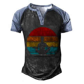 Retro Vintage Yoga Graphic Design Printed Casual Daily Basic Men's Henley Shirt Raglan Sleeve 3D Print T-shirt - Thegiftio UK
