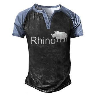 Rhino V2 Men's Henley Shirt Raglan Sleeve 3D Print T-shirt - Thegiftio UK