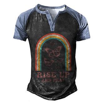 Rise Up And Pray Graphic Design Printed Casual Daily Basic Men's Henley Shirt Raglan Sleeve 3D Print T-shirt - Thegiftio UK