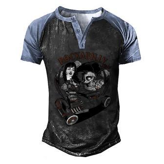 Rockabilly Rat Rod Skull Hot Rod Pinup Model Graphic Design Printed Casual Daily Basic Men's Henley Shirt Raglan Sleeve 3D Print T-shirt - Thegiftio UK