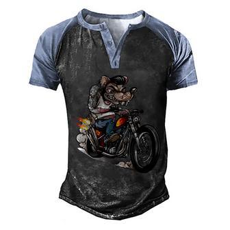 Rockabilly Rats Riding A Bike Graphic Design Printed Casual Daily Basic Men's Henley Shirt Raglan Sleeve 3D Print T-shirt - Thegiftio UK
