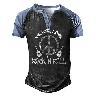 Rock&8217N Roll Peace Love And Rock And Roll Men's Henley Raglan T-Shirt | Mazezy
