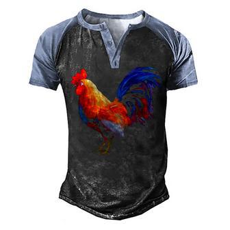 Rooster Country Decor Chicken Men's Henley Shirt Raglan Sleeve 3D Print T-shirt - Thegiftio UK