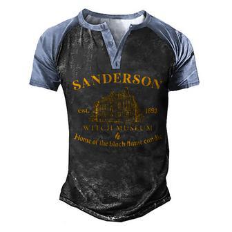 Sanderson Witch Museum Home Of The Black Flame Candle Graphic Design Printed Casual Daily Basic Men's Henley Shirt Raglan Sleeve 3D Print T-shirt - Thegiftio UK