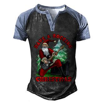 Santa Claus Shirt Funny Santa Claus Gift Xmas Satna Claus Rocker Party Holiday Men's Henley Shirt Raglan Sleeve 3D Print T-shirt - Thegiftio UK