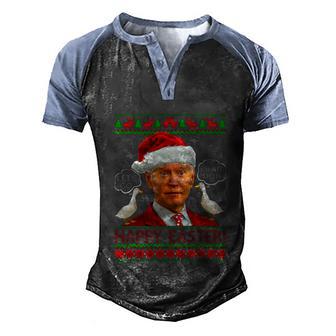Santa Joe Biden Happy Easter Christmas 2022 Ugly Graphic Design Printed Casual Daily Basic Men's Henley Shirt Raglan Sleeve 3D Print T-shirt - Thegiftio UK