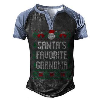 Santa S Favorite Grandma Gift Men's Henley Shirt Raglan Sleeve 3D Print T-shirt - Thegiftio UK