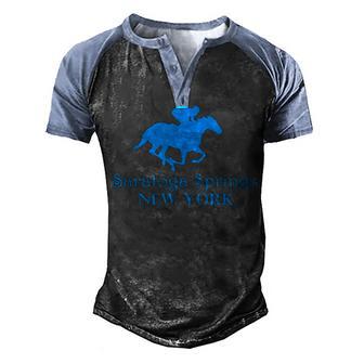Saratoga Springs New York Horse Racing Jockey Men's Henley Shirt Raglan Sleeve 3D Print T-shirt - Thegiftio UK