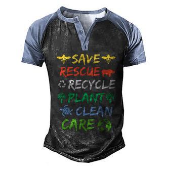 Save Bees Rescue Animals Recycle Earth Day Men's Henley Shirt Raglan Sleeve 3D Print T-shirt - Thegiftio UK