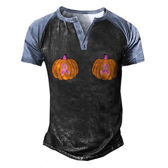 Save The Pumpkins Breast Cancer Ribbon Graphic Design Printed Casual Daily Basic Men's Henley Shirt Raglan Sleeve 3D Print T-shirt - Thegiftio UK