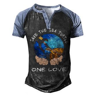 Save The Sea Turtle One Love Men's Henley Shirt Raglan Sleeve 3D Print T-shirt - Thegiftio UK