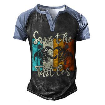 Save The Sea Turtles Support Wildlife Turtle Conservation Men's Henley Shirt Raglan Sleeve 3D Print T-shirt - Thegiftio UK