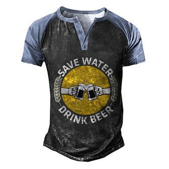 Save Water Drink Beer Gift For Beer Day Graphic Design Printed Casual Daily Basic V2 Men's Henley Shirt Raglan Sleeve 3D Print T-shirt - Thegiftio UK