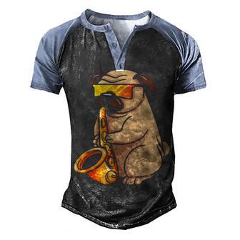 Saxophone Player Pug Graphic Design Printed Casual Daily Basic Men's Henley Shirt Raglan Sleeve 3D Print T-shirt - Thegiftio UK