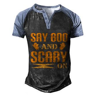 Say Boo And Scary On Halloween Quote Graphic Design Printed Casual Daily Basic Men's Henley Shirt Raglan Sleeve 3D Print T-shirt - Thegiftio UK