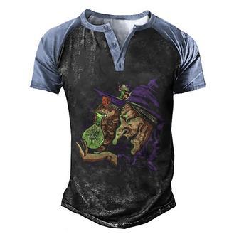 Scary Witch Graphic Design Printed Casual Daily Basic V2 Men's Henley Shirt Raglan Sleeve 3D Print T-shirt - Thegiftio UK
