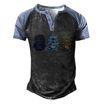 Scuba Diver Vintage Graphic Design Printed Casual Daily Basic Men's Henley Shirt Raglan Sleeve 3D Print T-shirt - Thegiftio UK