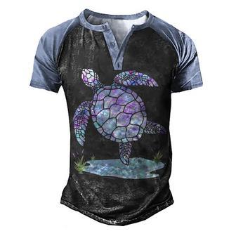 Sea Turtle Ocean Hologram Hippie Costume Men's Henley Shirt Raglan Sleeve 3D Print T-shirt - Thegiftio UK