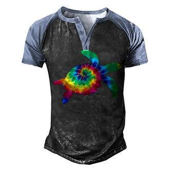 Sea Turtle Tie Dye Vintage Scuba Diving Diver Turtle Men's Henley Shirt Raglan Sleeve 3D Print T-shirt - Thegiftio UK