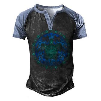 Sea Turtle Tribal Hawaiian Hawaii Turtles Lover Gift V2 Men's Henley Shirt Raglan Sleeve 3D Print T-shirt - Thegiftio UK