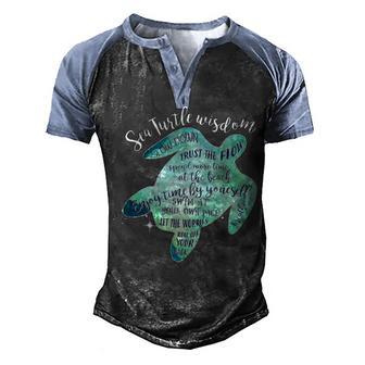 Sea Turtle Wisdom Slow Down Breathe Turtle Lovers Gift Idea V2 Men's Henley Shirt Raglan Sleeve 3D Print T-shirt - Thegiftio UK