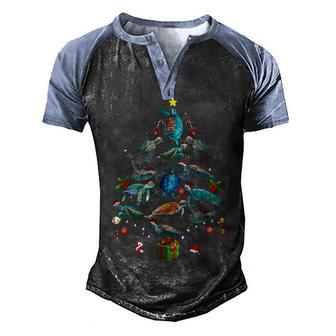 Sea Turtles Lover Xmas Gift Sea Turtle Christmas Tree Men's Henley Shirt Raglan Sleeve 3D Print T-shirt - Thegiftio UK