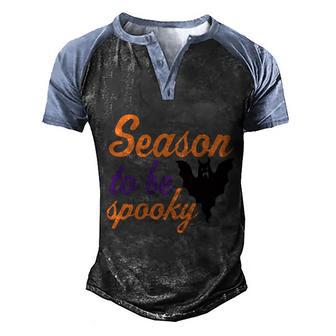 Season To Be Spooky Bat Halloween Quote Graphic Design Printed Casual Daily Basic Men's Henley Shirt Raglan Sleeve 3D Print T-shirt - Thegiftio UK