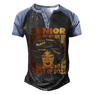 Senior Class Of 2022 Black Girl V2 Men's Henley Shirt Raglan Sleeve 3D Print T-shirt - Thegiftio UK
