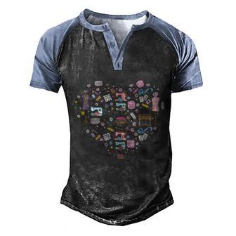 Sewing Quilting Machine Quilters For Sewing Lover Heart Graphic Design Printed Casual Daily Basic Men's Henley Shirt Raglan Sleeve 3D Print T-shirt - Thegiftio UK